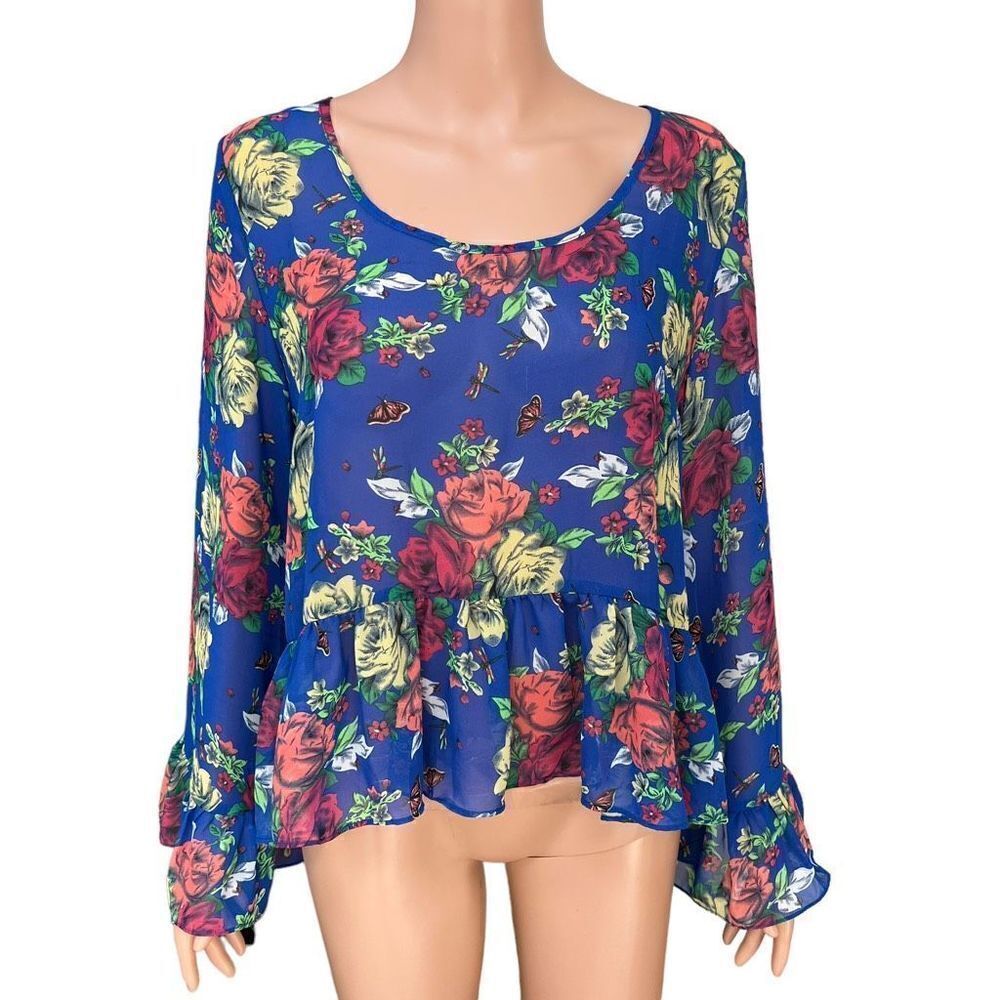 Ya Los Angeles floral Blouse silk blend size L